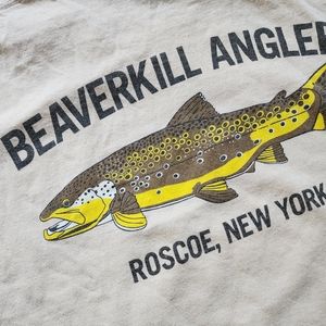 Trout fly fishing angler Roscoe NY Catskills vintage Tee